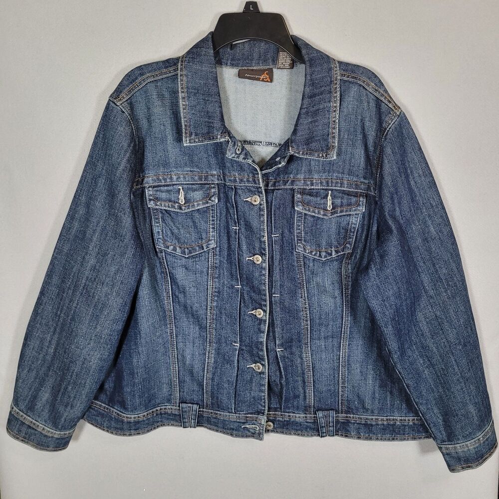 Ashley Stewart Denim Jacket Womens 22/24W Blue Stretch Denim